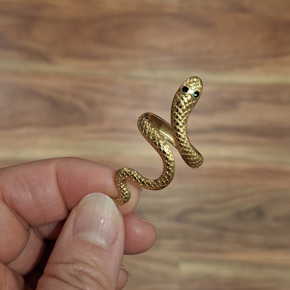 Adjustable Gold Tone Snake Ring